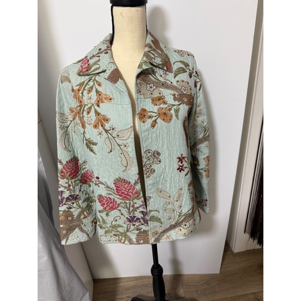Coldwater Creek VTG Boho Floral Tapestry Embroidered Small Jacket